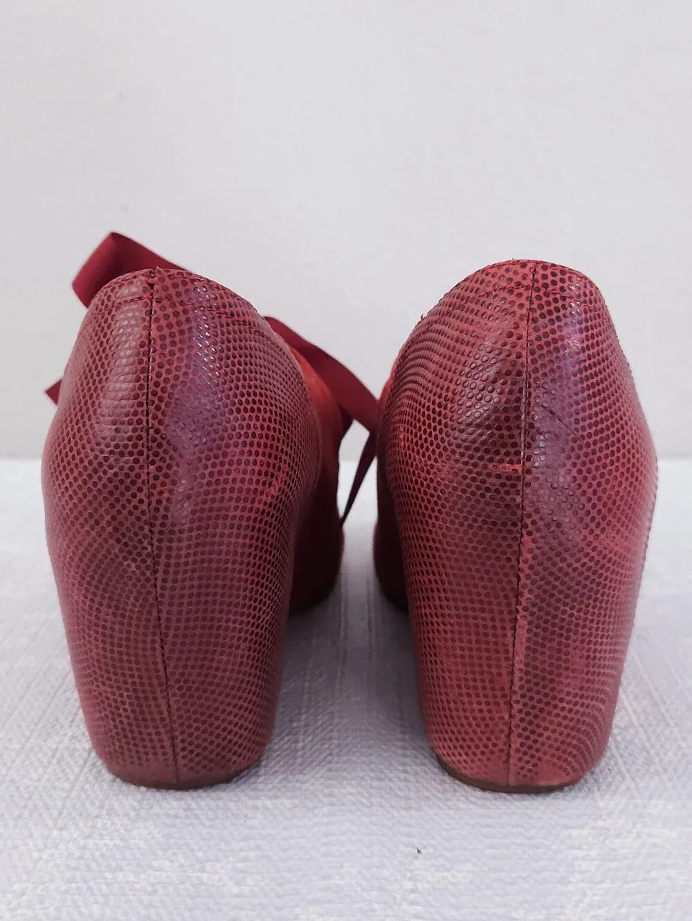Jeffery Campbell Ynez Mary Jane Wedge US 9 Red Suede Leather Cap Toe Pumps - Picture 6 of 10